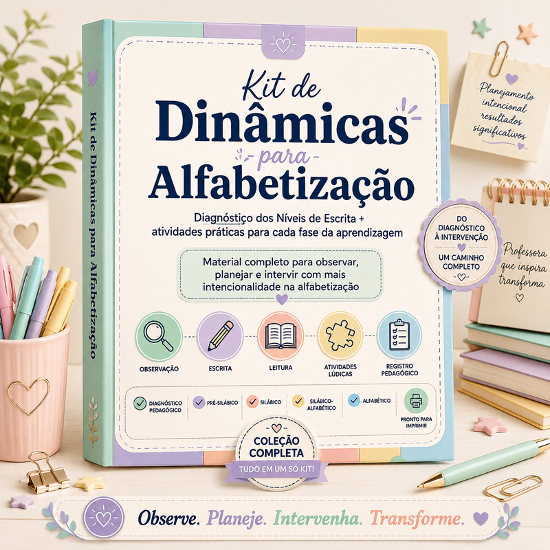 Kit Nível Certo — capa ilustrada com os 5 blocos por nível de escrita
